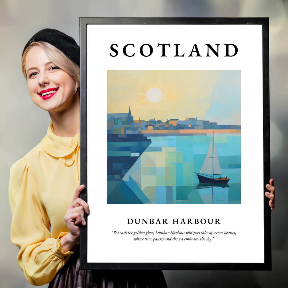 Person holding a poster of Dunbar Harbour