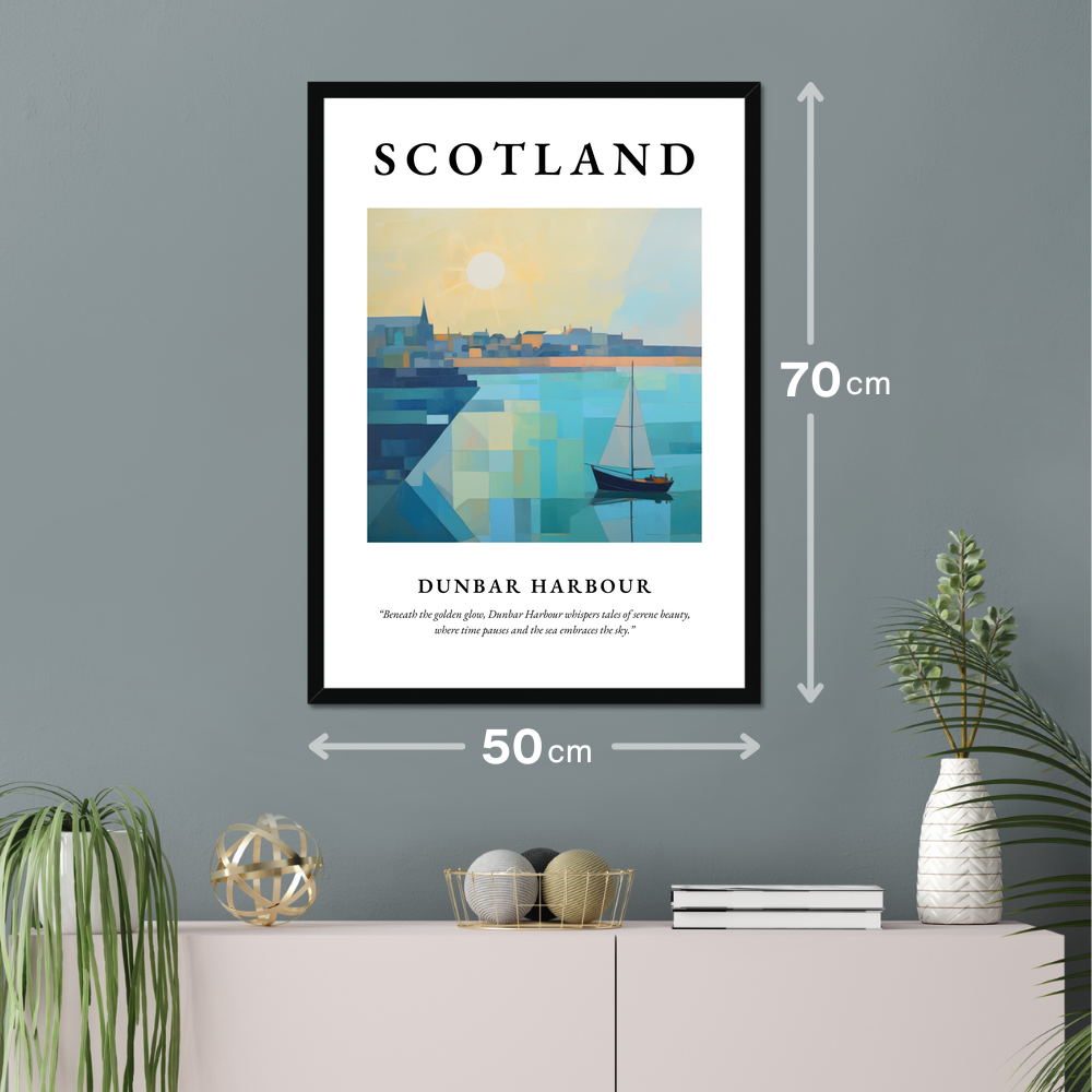 Poster of Dunbar Harbour hanging on a wall