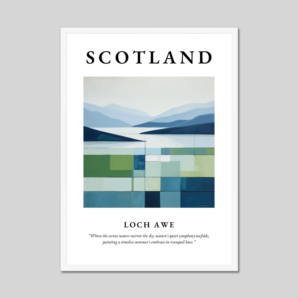 Poster in a white frame with the word Scotland