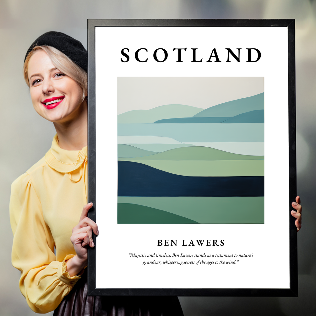 Person holding a poster of Ben Lawers