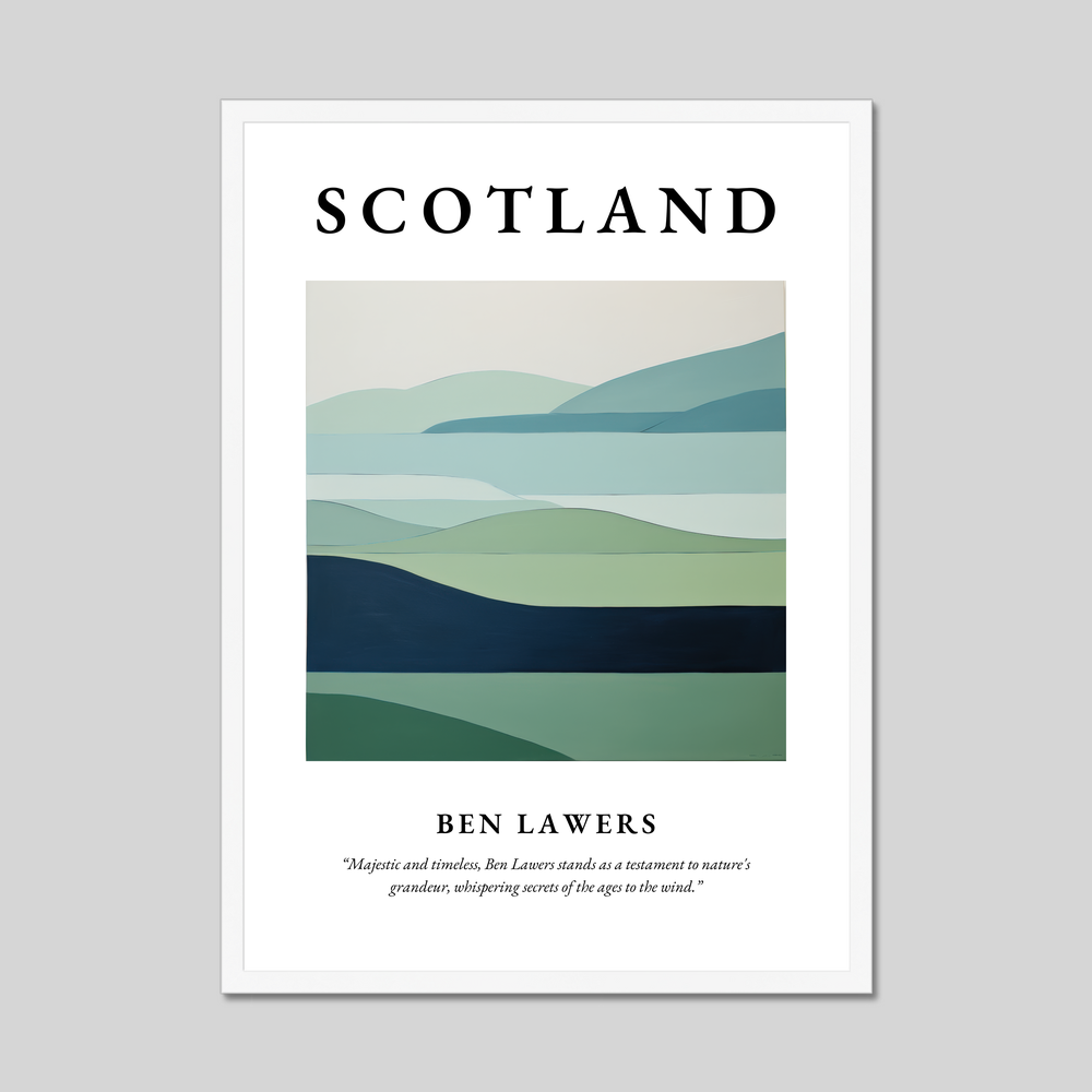 Poster in a white frame with the word Scotland