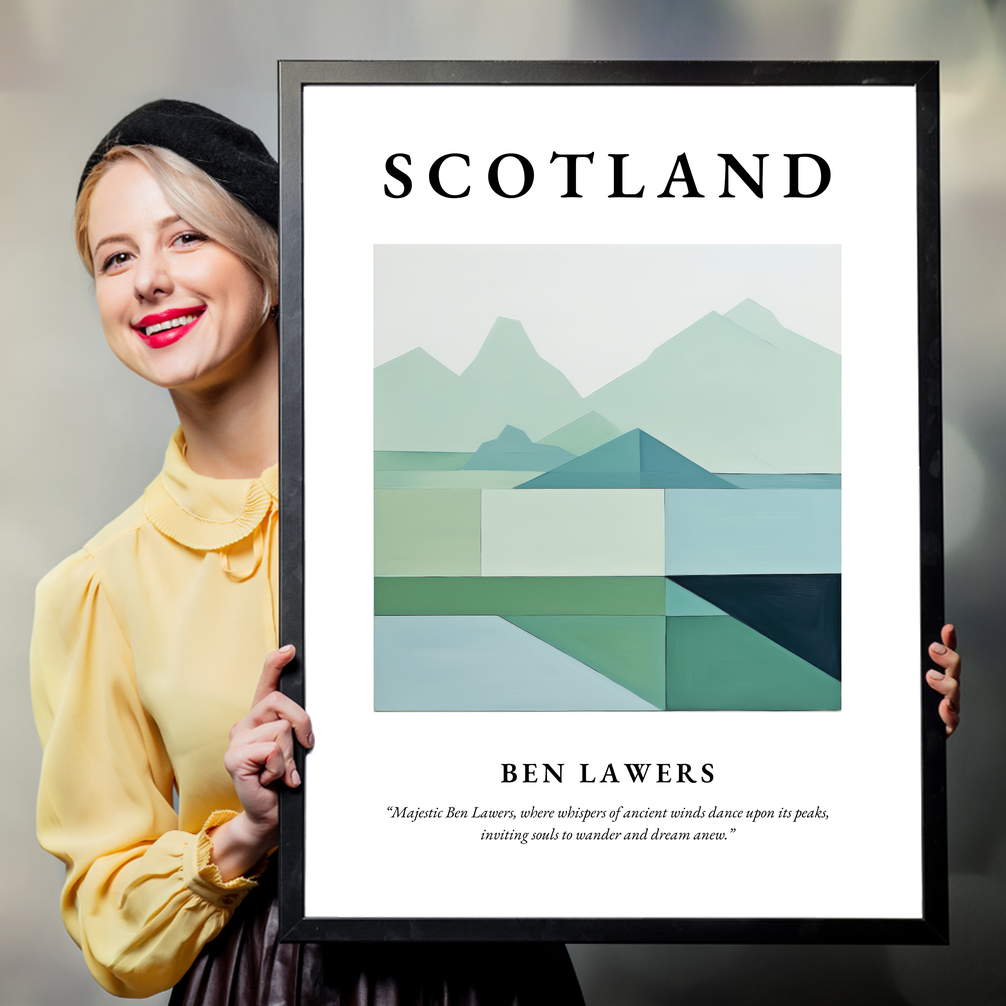 Person holding a poster of Ben Lawers