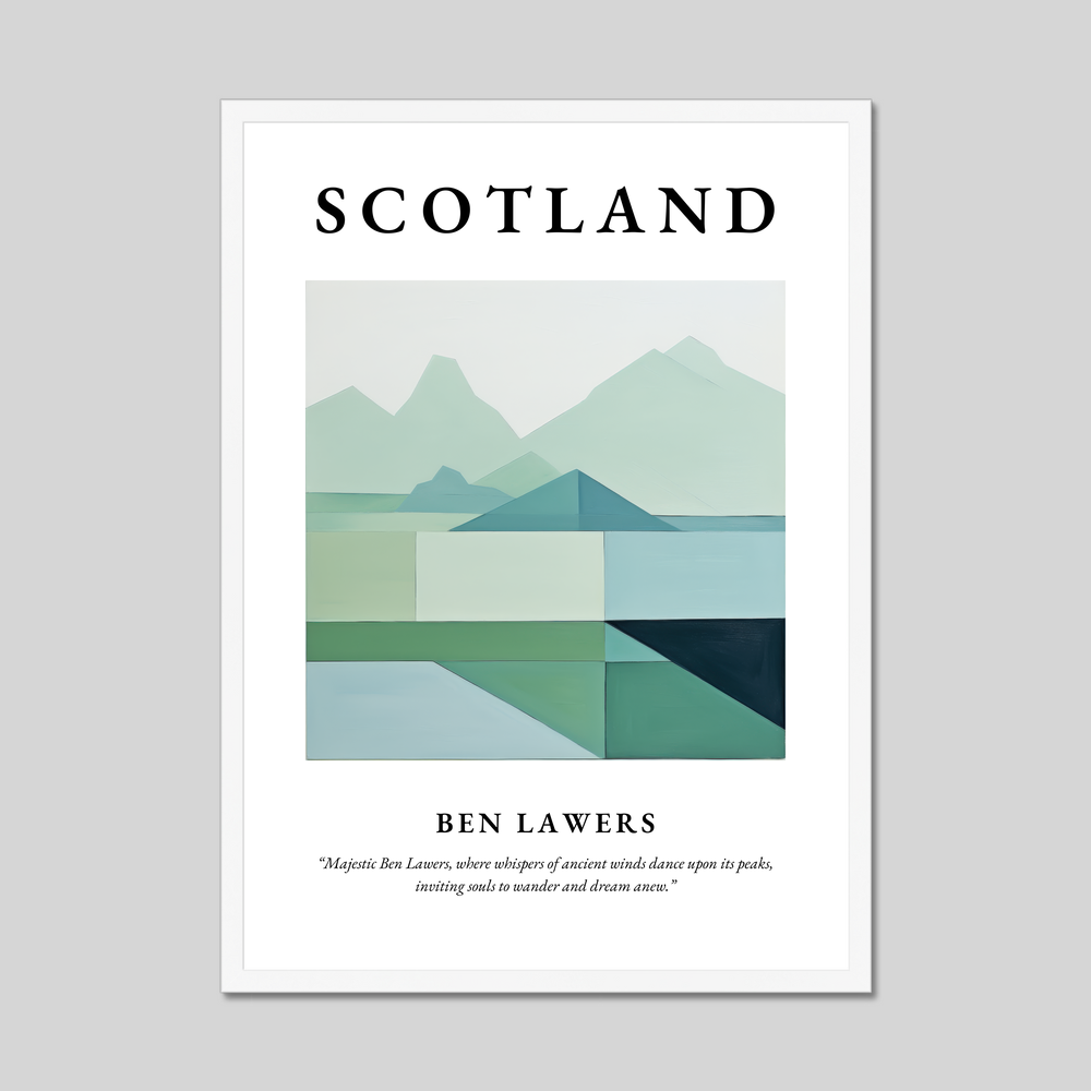 Poster in a white frame with the word Scotland