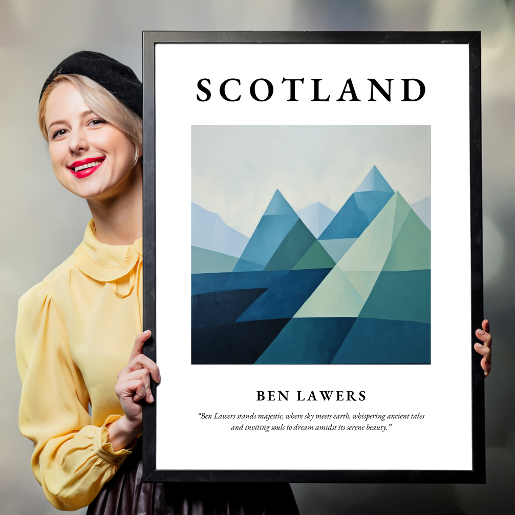 Person holding a poster of Ben Lawers