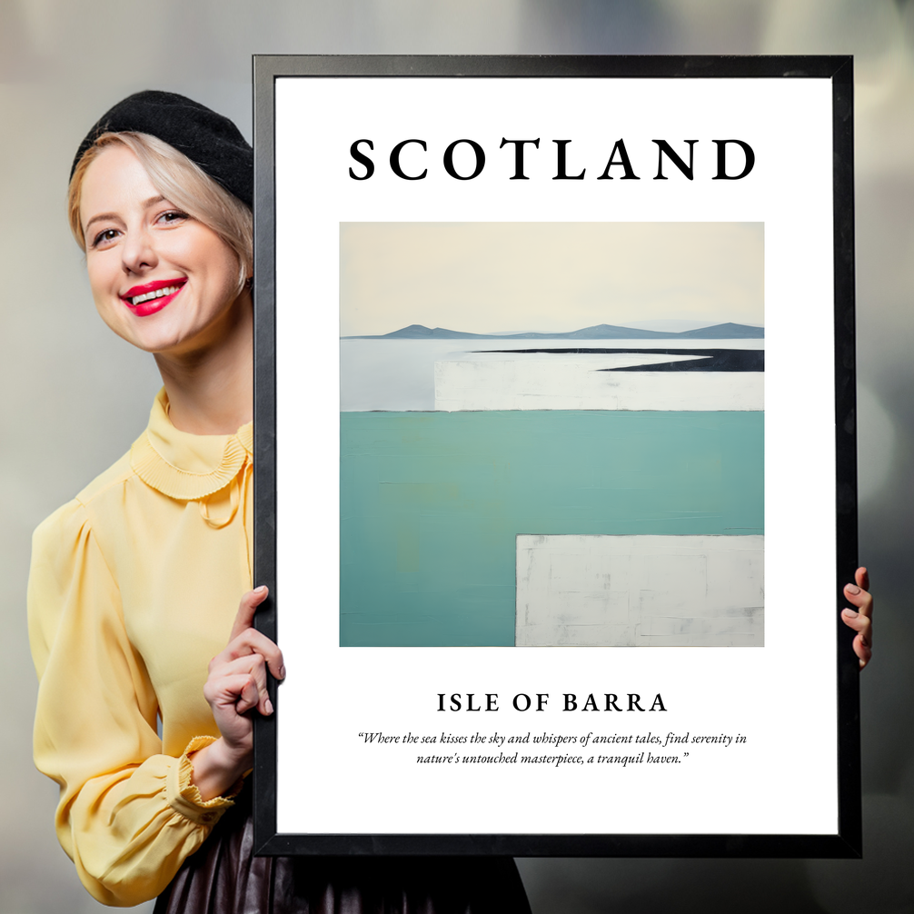 Person holding a poster of Isle of Barra