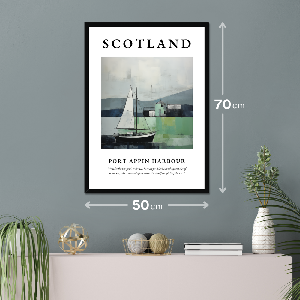 Poster of Port Appin Harbour hanging on a wall