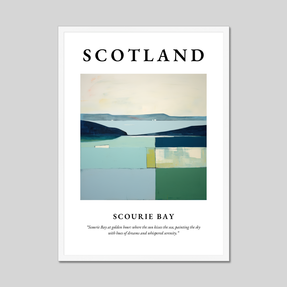 Poster in a white frame with the word Scotland