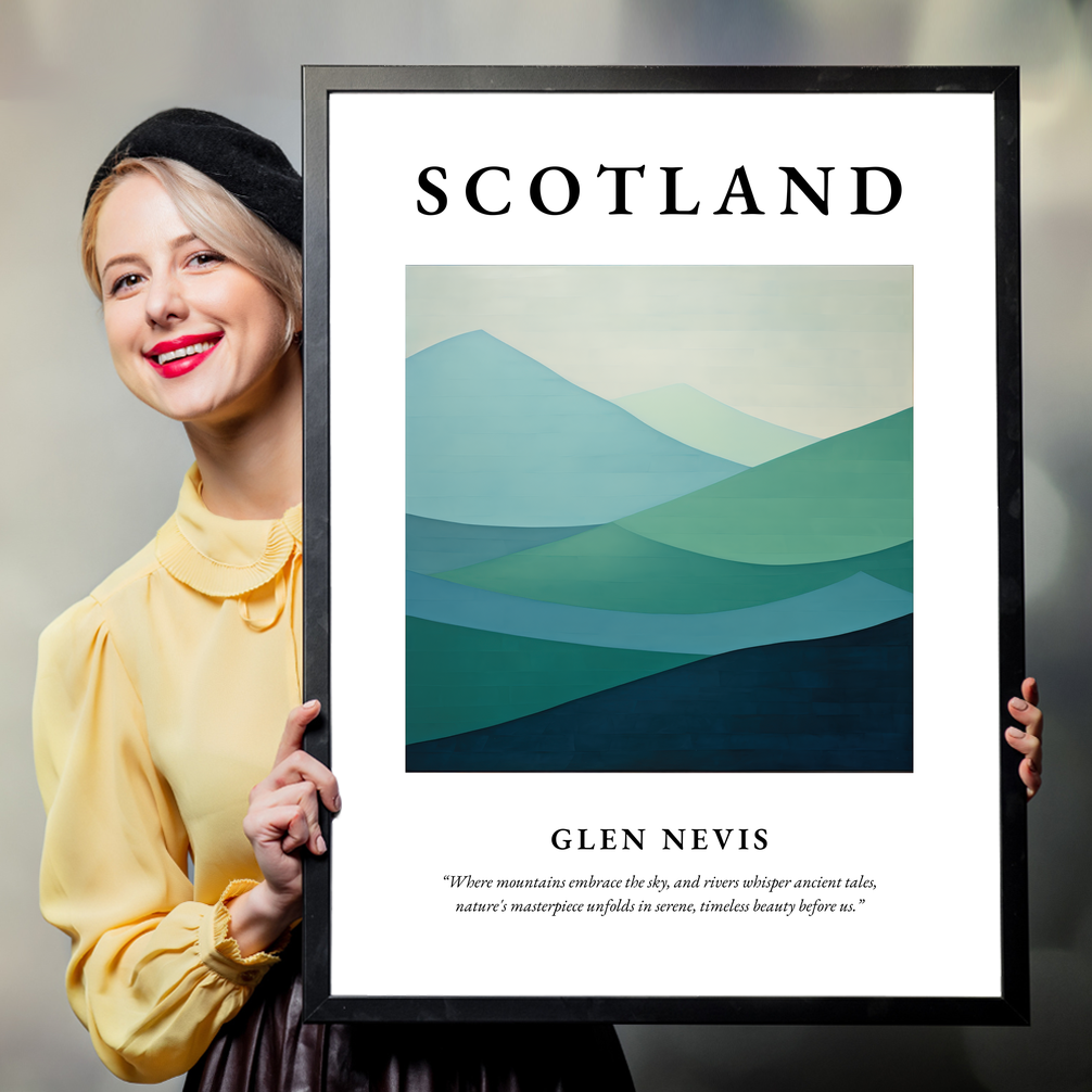 Person holding a poster of Glen Nevis