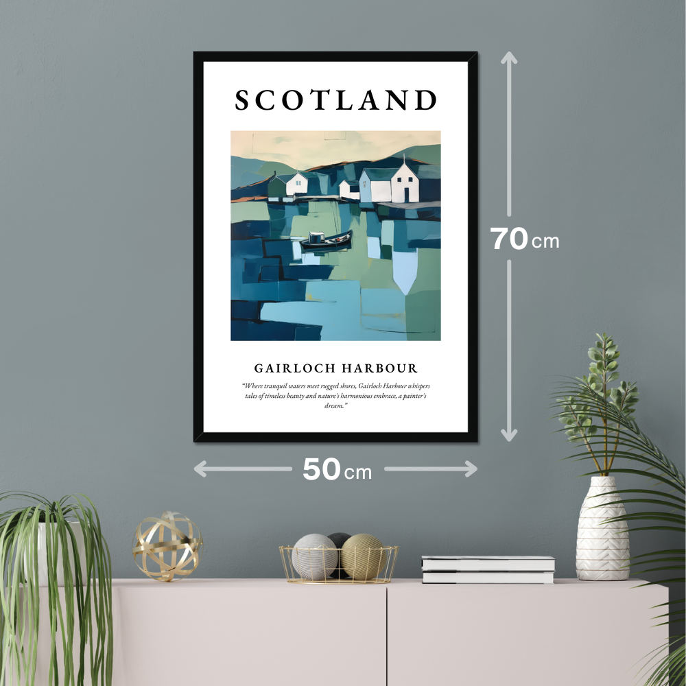 Poster of Gairloch Harbour hanging on a wall