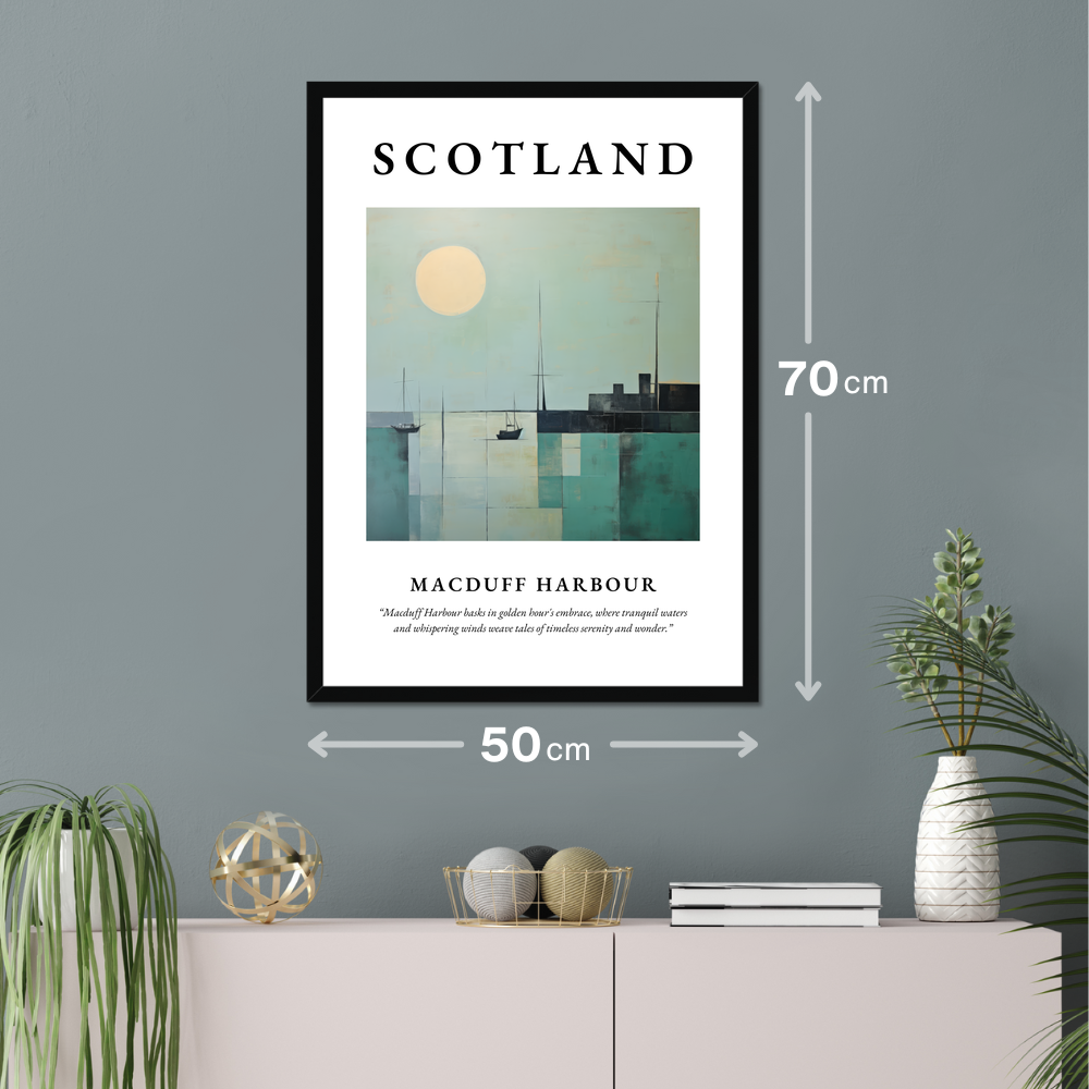 Poster of Macduff Harbour hanging on a wall