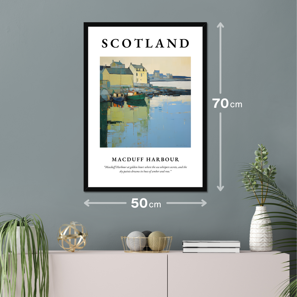 Poster of Macduff Harbour hanging on a wall