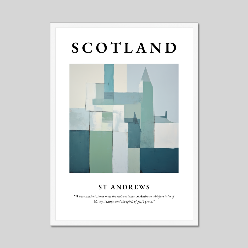 Poster in a white frame with the word Scotland