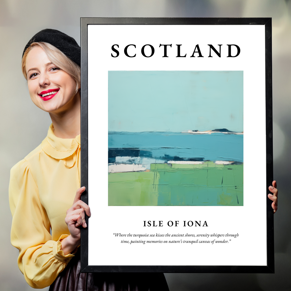 Person holding a poster of Isle of Iona