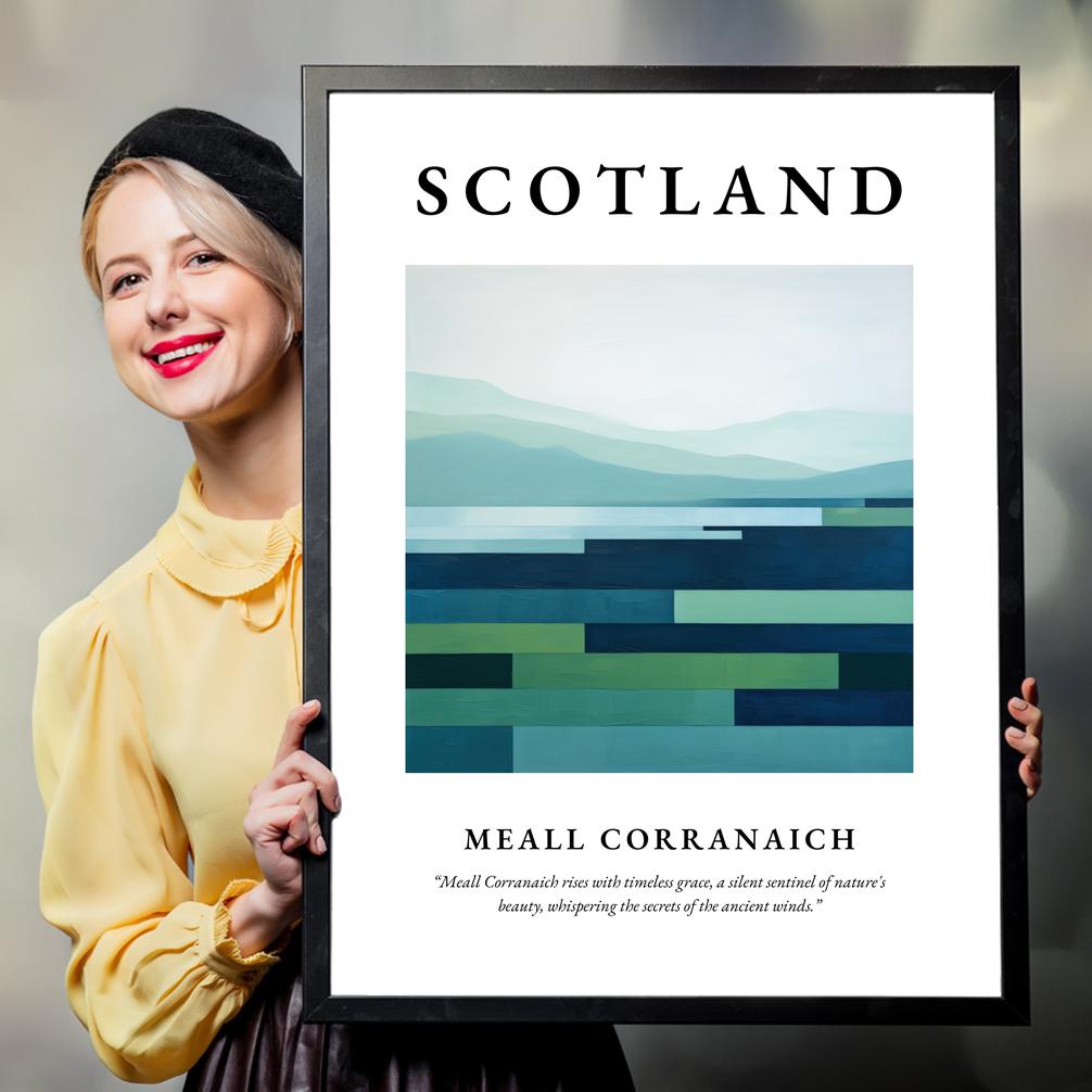 Person holding a poster of Meall Corranaich