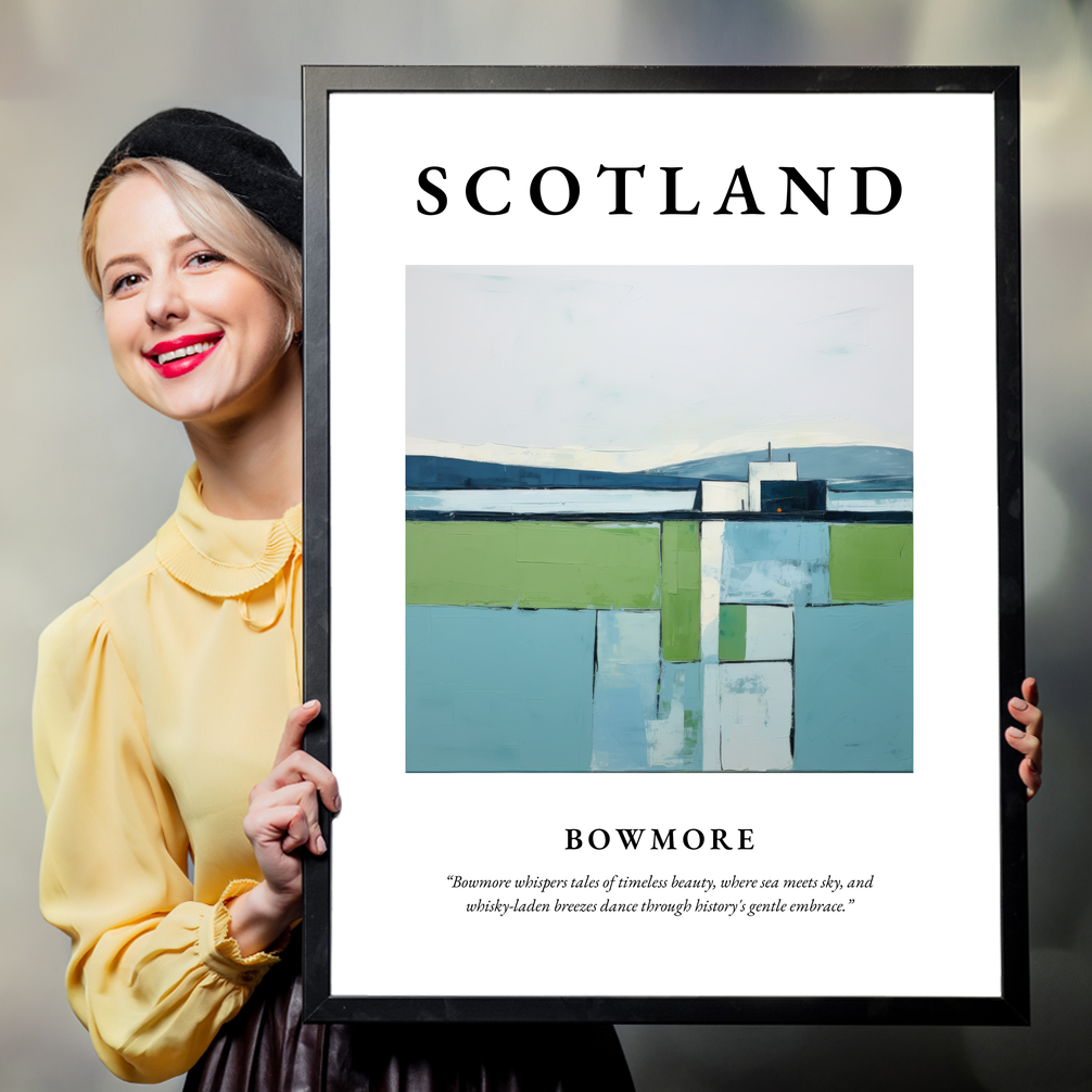 Person holding a poster of Bowmore