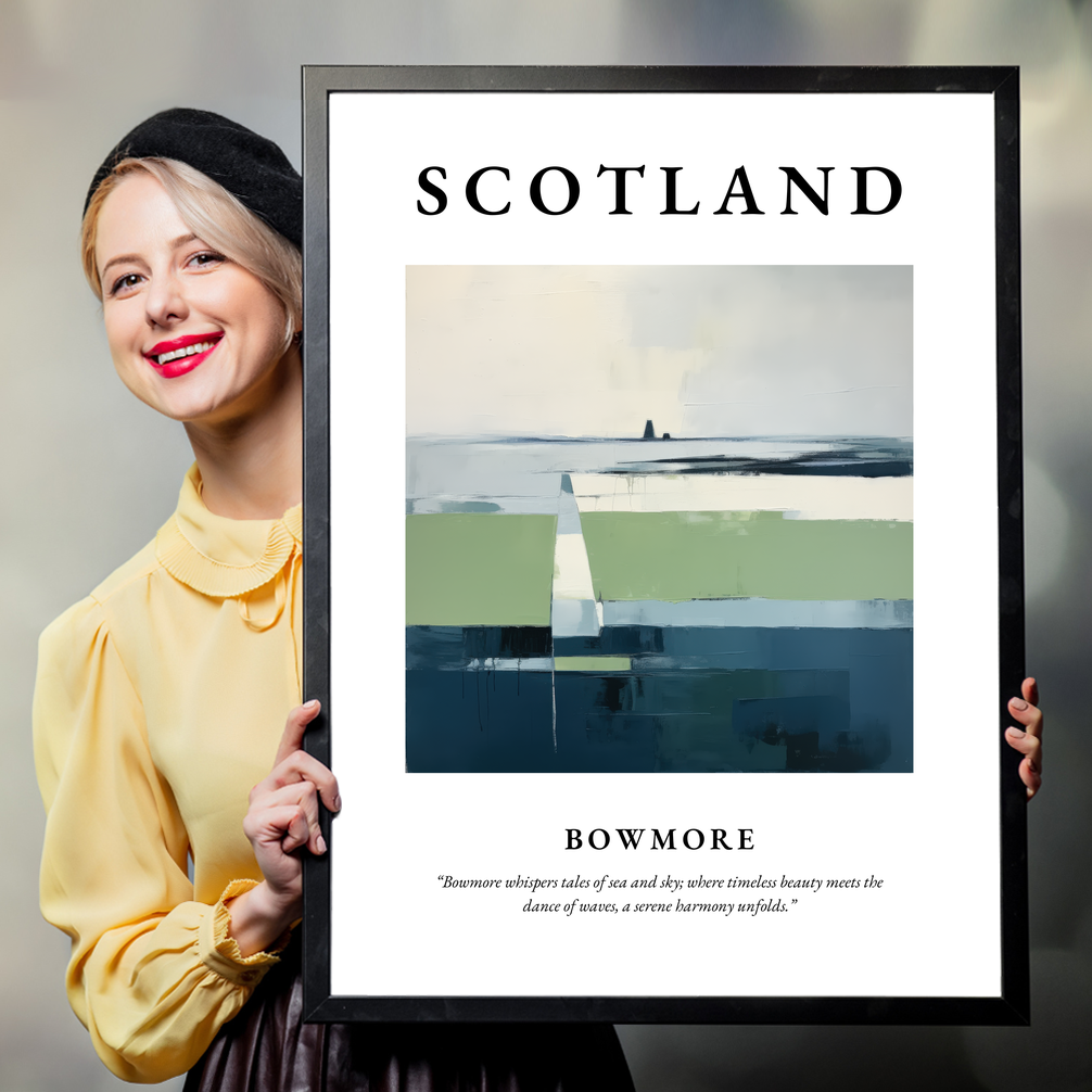 Person holding a poster of Bowmore