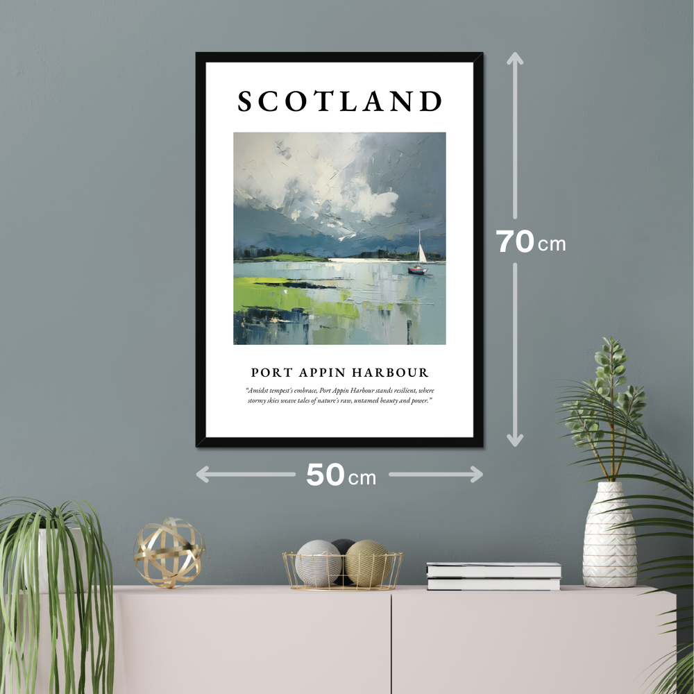 Poster of Port Appin Harbour hanging on a wall