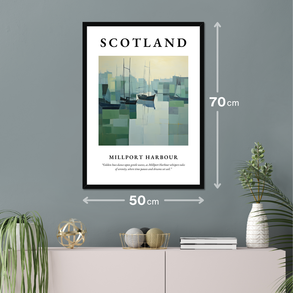 Poster of Millport Harbour hanging on a wall