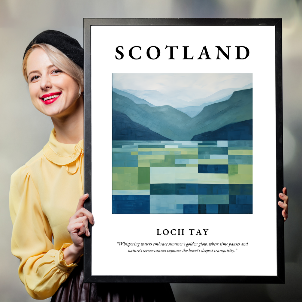 Person holding a poster of Loch Tay