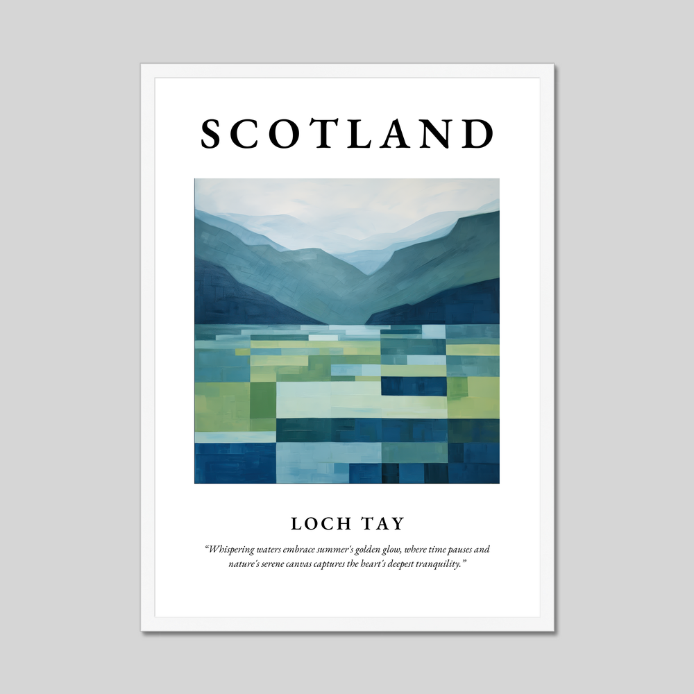 Poster in a white frame with the word Scotland