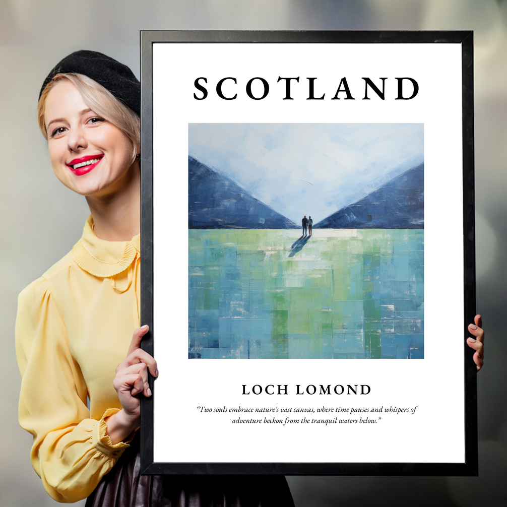 Person holding a poster of Loch Lomond