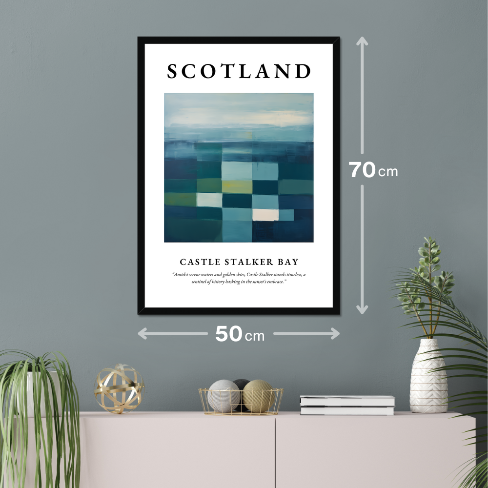 Poster of Castle Stalker Bay hanging on a wall