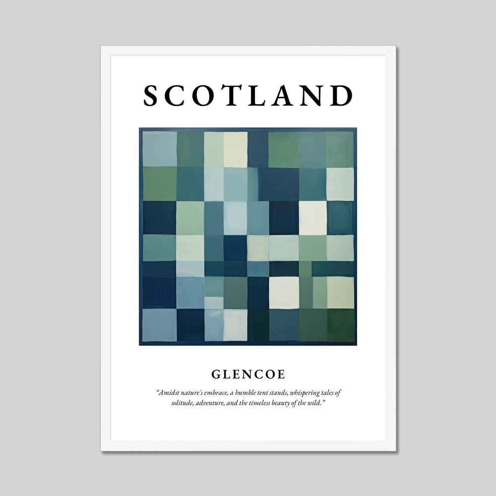 Poster in a white frame with the word Scotland