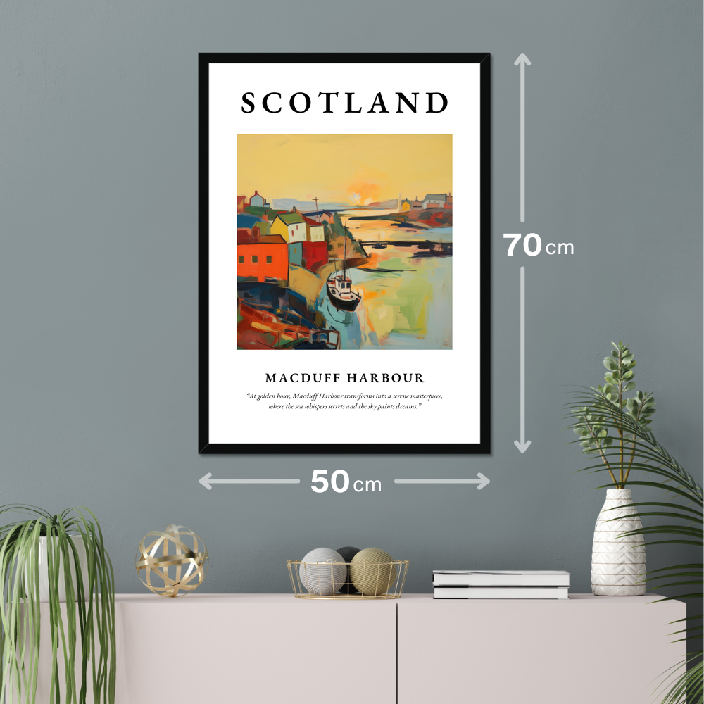 Poster of Macduff Harbour hanging on a wall