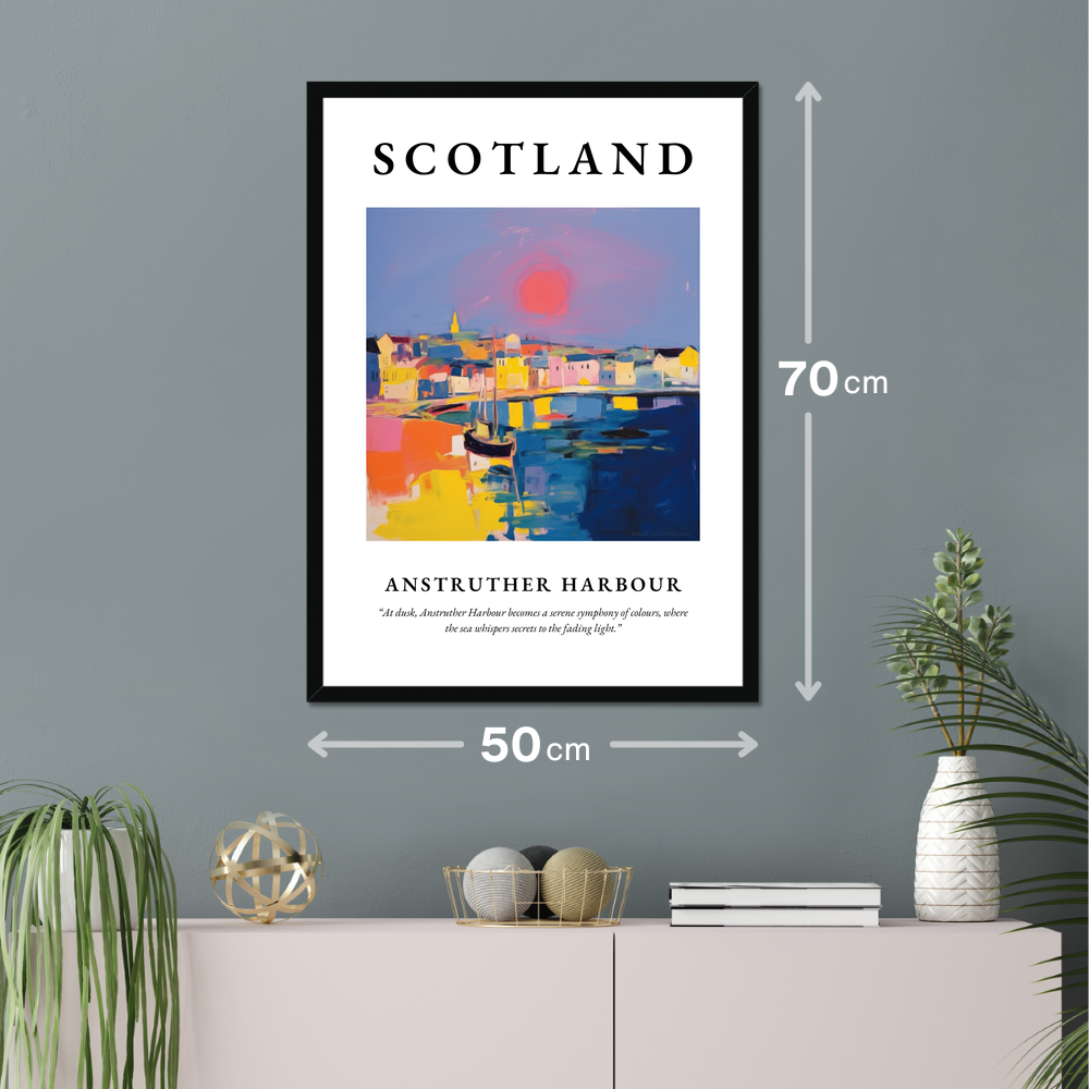 Poster of Anstruther Harbour hanging on a wall