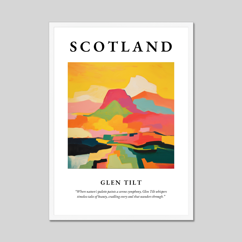 Poster in a white frame with the word Scotland