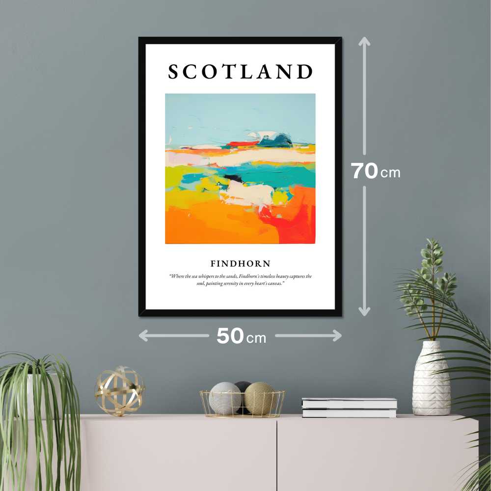 Poster of Findhorn hanging on a wall