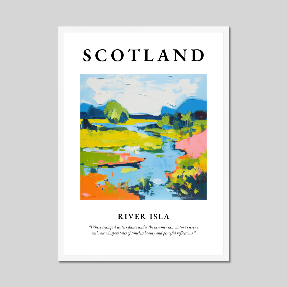 Poster in a white frame with the word Scotland