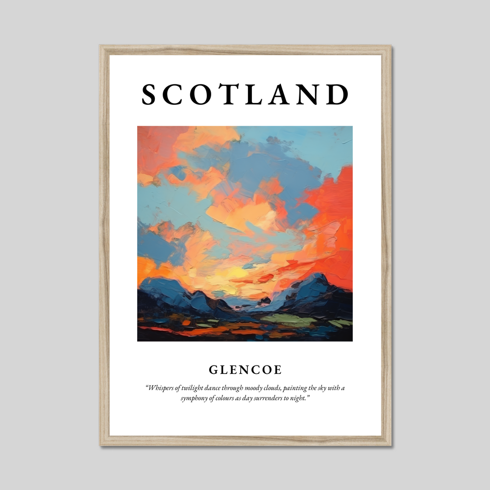 Poster in a natural frame with the word Scotland