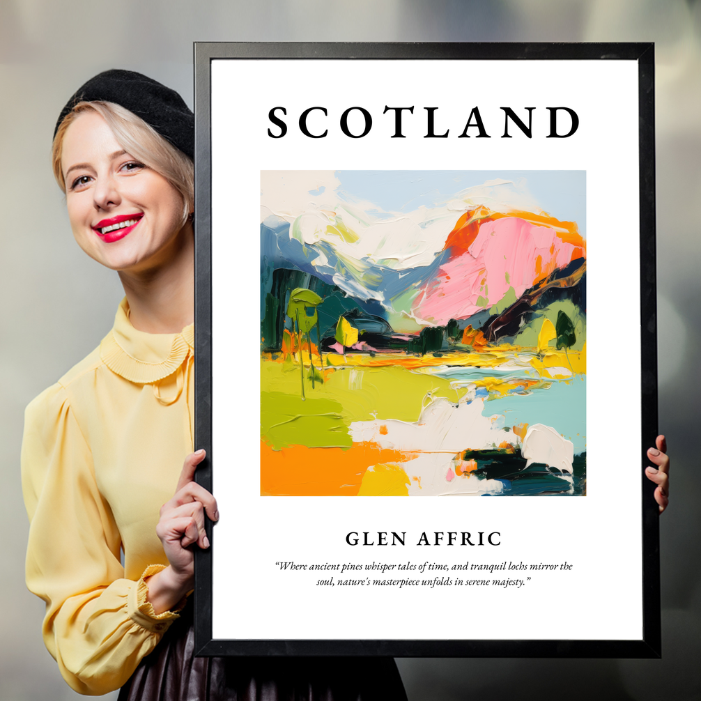 Person holding a poster of Glen Affric