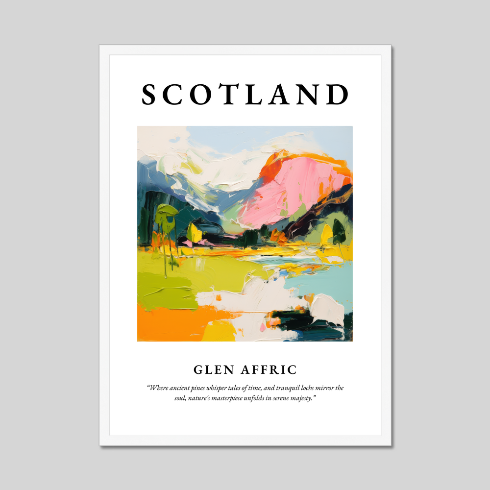 Poster in a white frame with the word Scotland