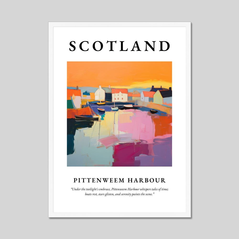 Poster in a white frame with the word Scotland