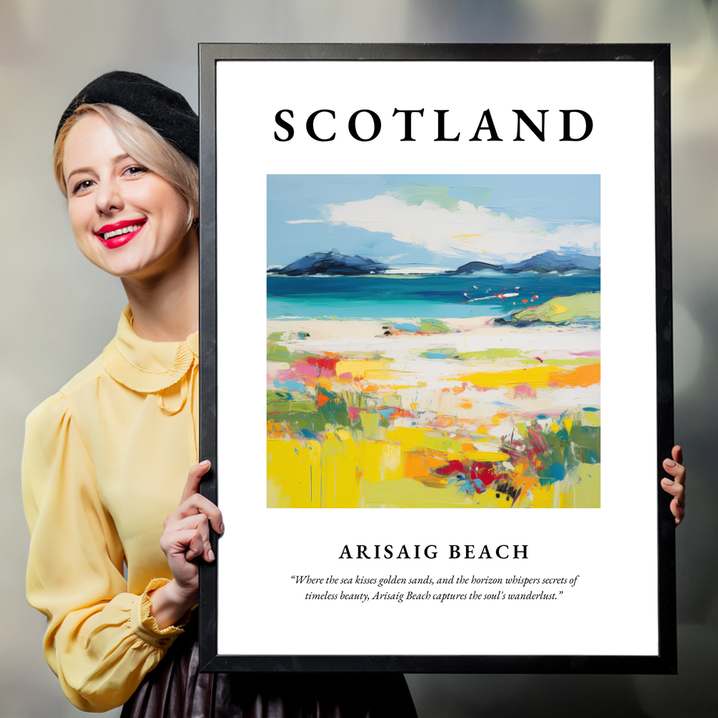 Person holding a poster of Arisaig Beach