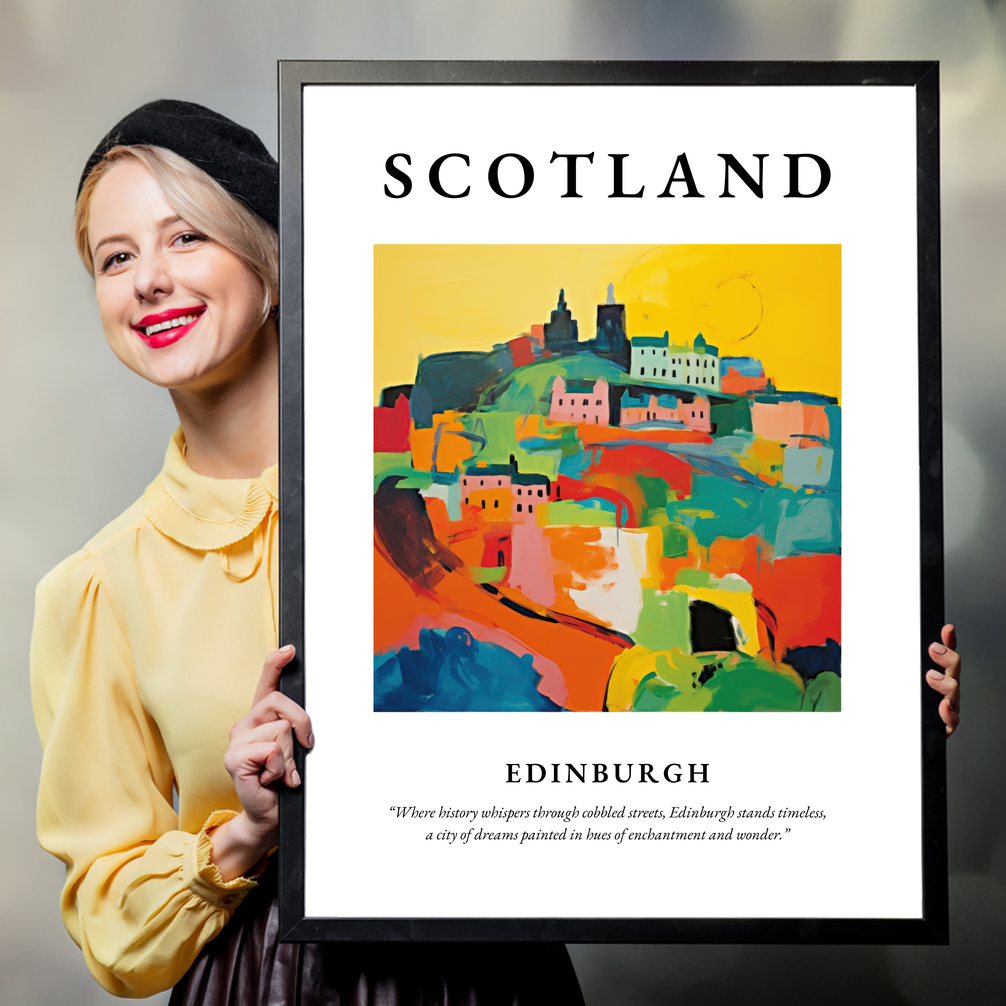 Person holding a poster of Edinburgh