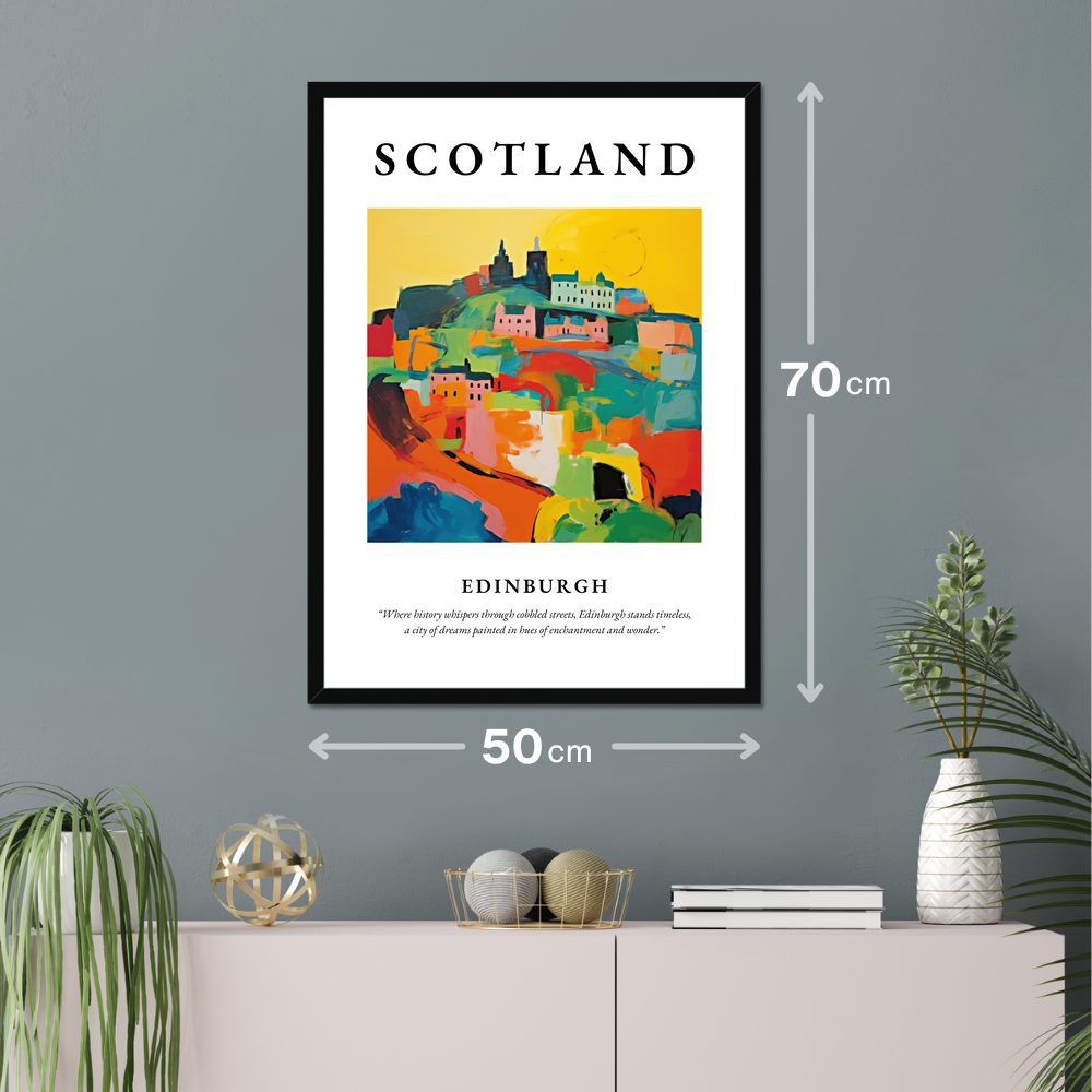 Poster of Edinburgh hanging on a wall