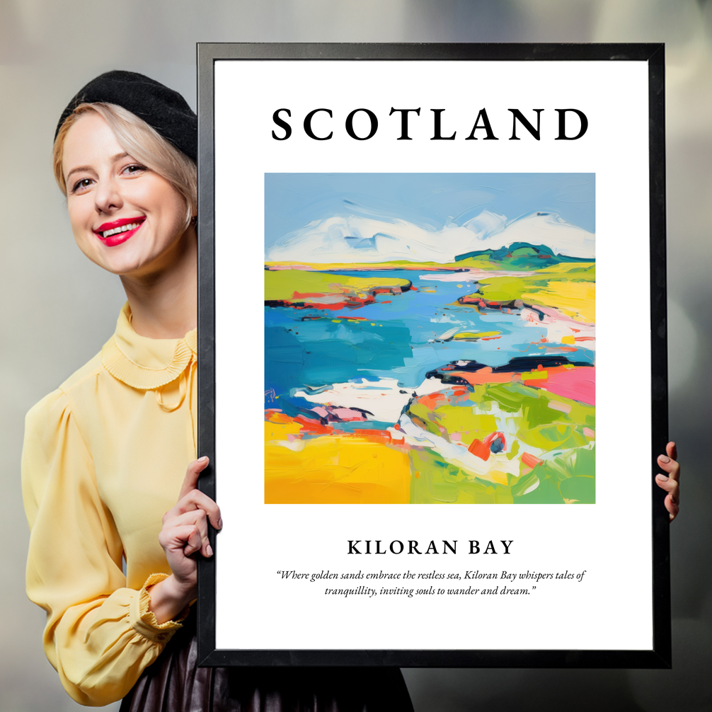 Person holding a poster of Kiloran Bay