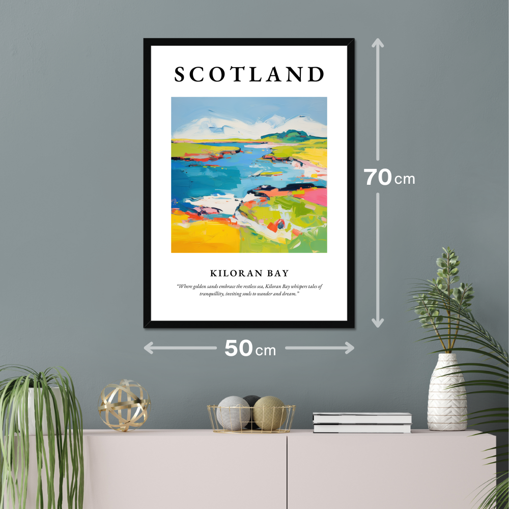 Poster of Kiloran Bay hanging on a wall