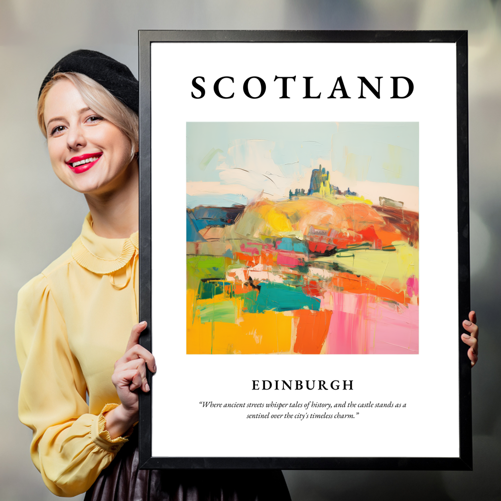 Person holding a poster of Edinburgh