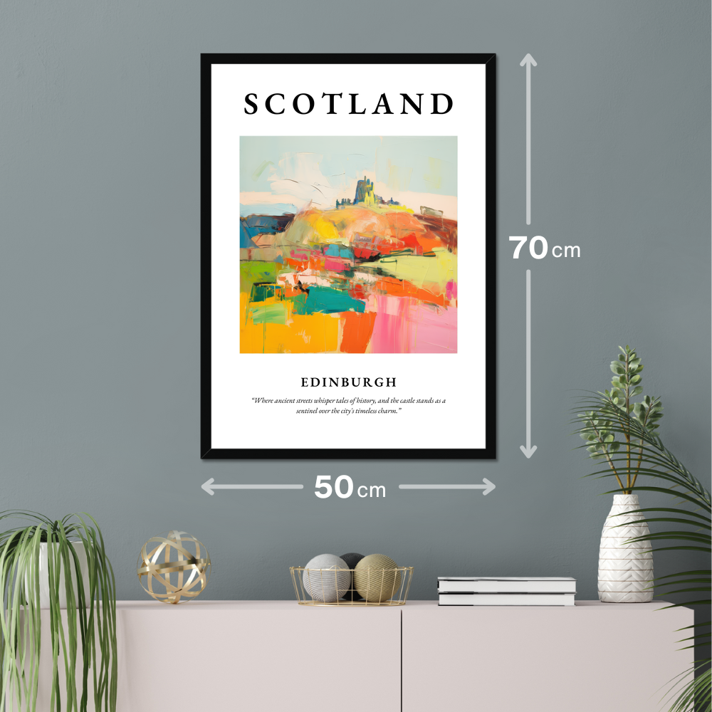 Poster of Edinburgh hanging on a wall