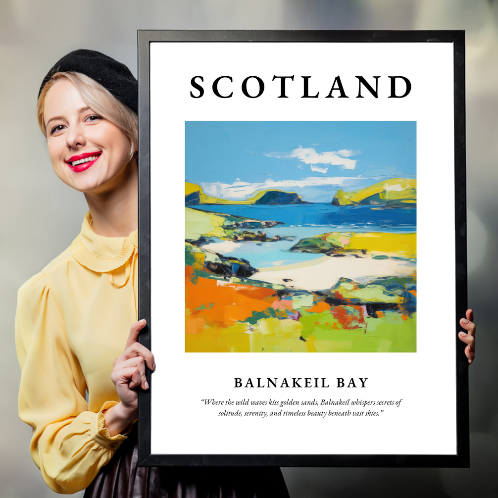 Person holding a poster of Balnakeil Bay