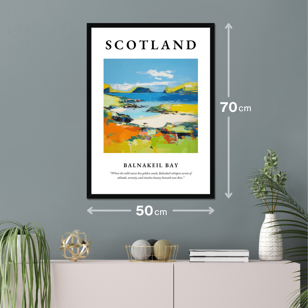 Poster of Balnakeil Bay hanging on a wall