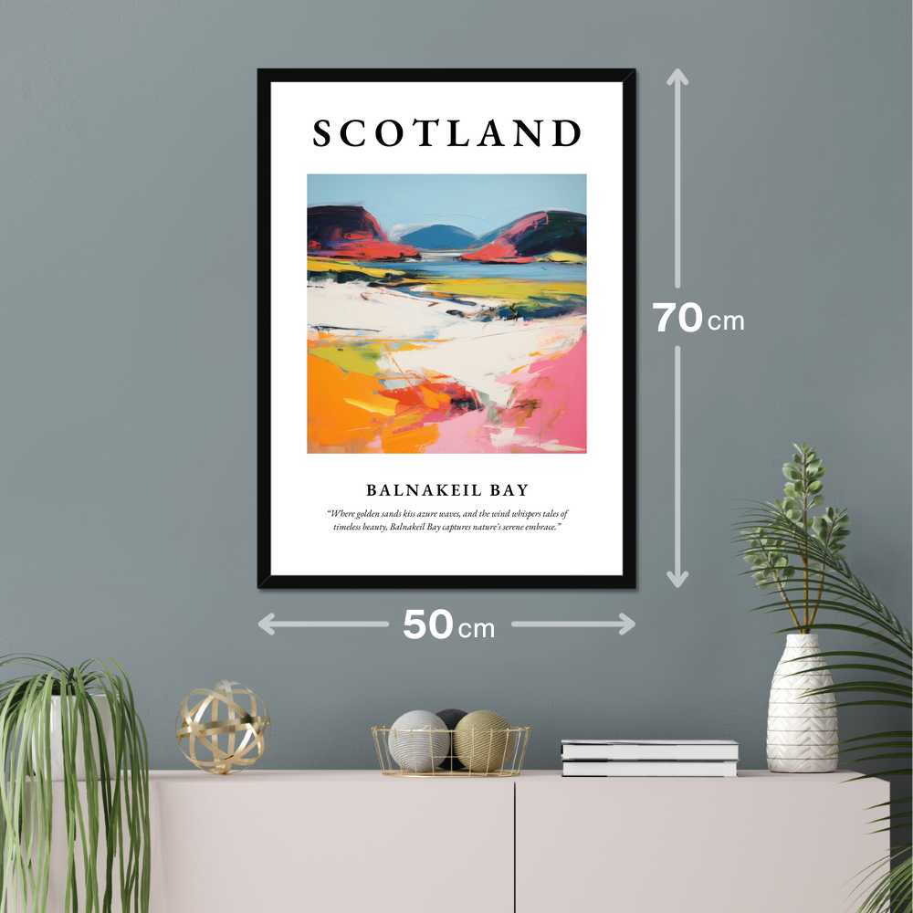 Poster of Balnakeil Bay hanging on a wall