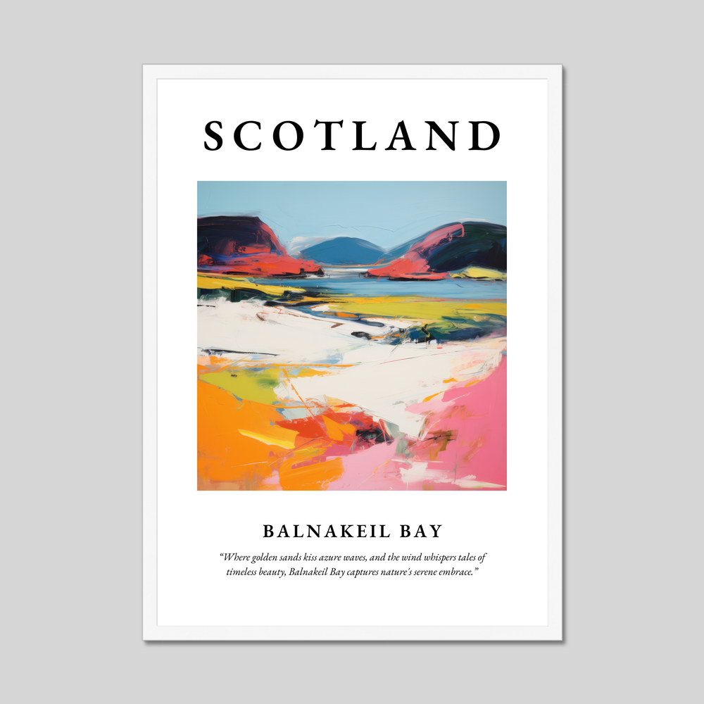 Poster in a white frame with the word Scotland