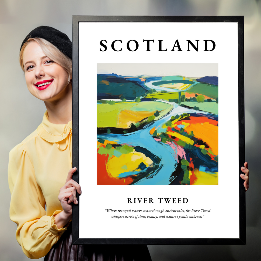 Person holding a poster of River Tweed