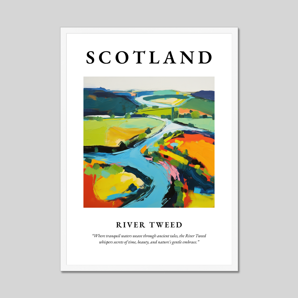 Poster in a white frame with the word Scotland