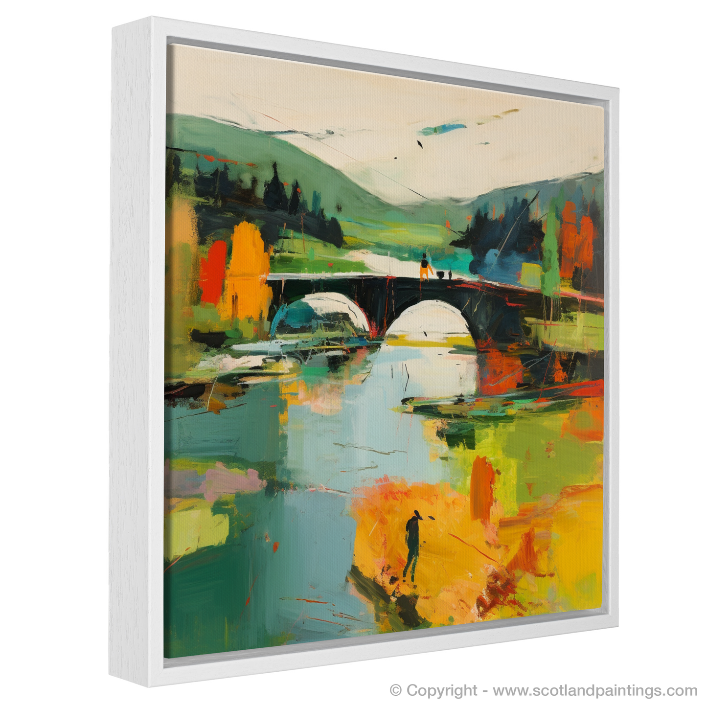 Abstract Serenity: Fly Fishing at Loch Achray with the Historic Bridge